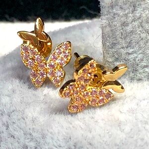 Gold and pink gold  cubic earrings plated-never worn-pretty